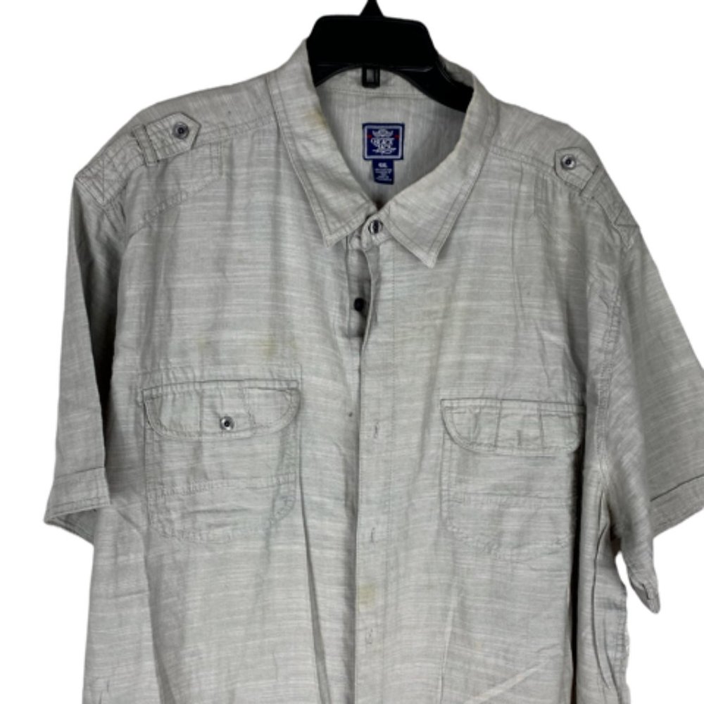 Big and Tall Men's Short Sleeve Button Up Grey 4X MAKE OFFER NOW!